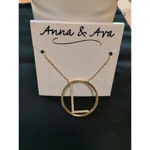 Anna & Ava 'L' In Hoop Necklace Gold Plated. Dainty Chain